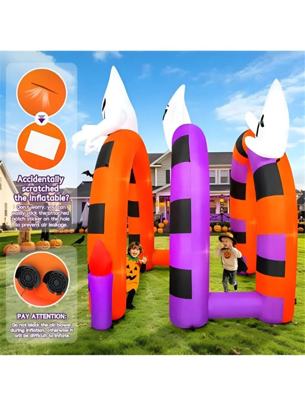 10FT Halloween Inflatable Arch Ghost Inflatable Tunnel with Candle